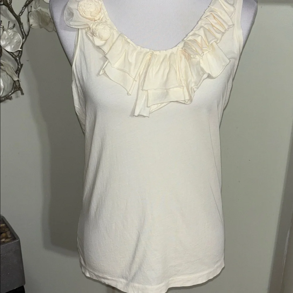 J. Crew Cream Ruffle Tank Top